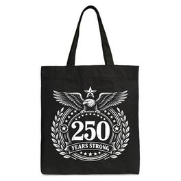 OrnamentallyYou - America 250 Years Strong Eagle Tote Bag, 4th of July USA Patriotic 1776–2026 Gift Shopper - Black