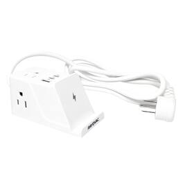 Rayovac - Wireless Charging Station 3-Outlet 540J Surge Protector, 1 USB-A, 2 USB-C Ports, 5 ft Cord - White
