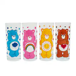 Silver Buffalo - Care Bears 4-Piece Tumbler Glass Set | Each Holds 10 Ounces - Pink