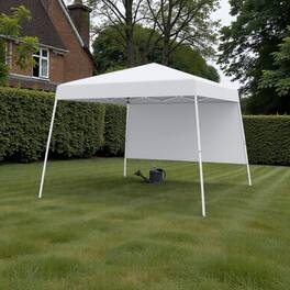Hivvago - 10 x 10 Ft Easy Assembly Outdoor Canopy with One Wall and Portable Carry Bag - White