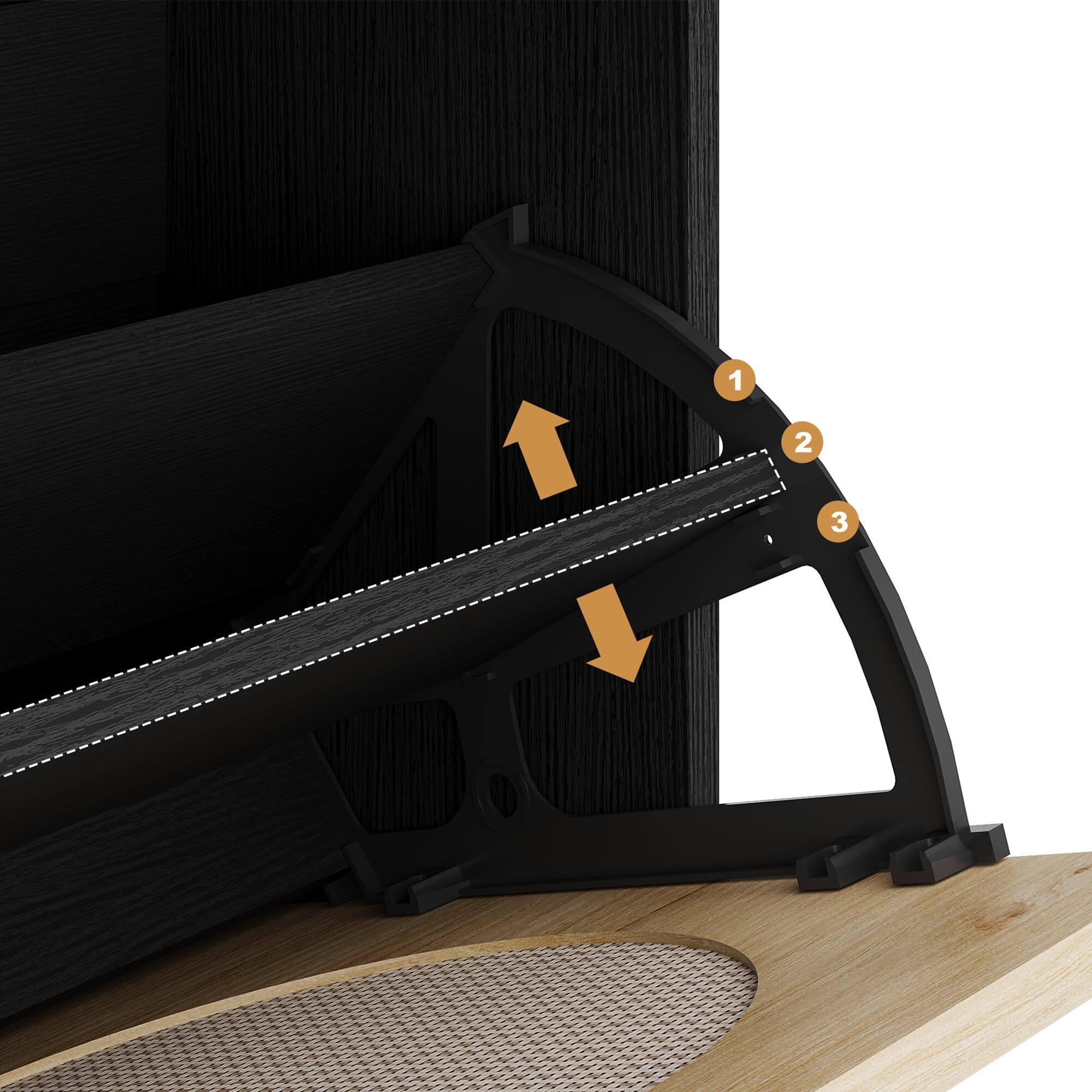 Alt View 1. Babevy - Shoe Cabinet, Rattan Shoe Storage With 2 Flip Drawer and 1 Pull-Out Drawer, Heavy Duty Metal Leg, Adjustment Shelf - Black.