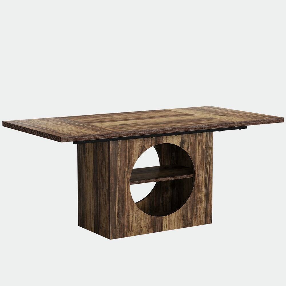 Left. Kadyn - Kadyn End Table,Dining Table, Living Room Table,63" Dining Table, Wood Kitchen Table with Storage for 4-6,Brown - Brown.