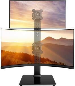 Cedar Assembly - Monitor Stand Dual Mount For Two Screens Vertical With 360 Degree Rotation Swivel And Tilt 13 Height Settings - Dual Monitor Stand