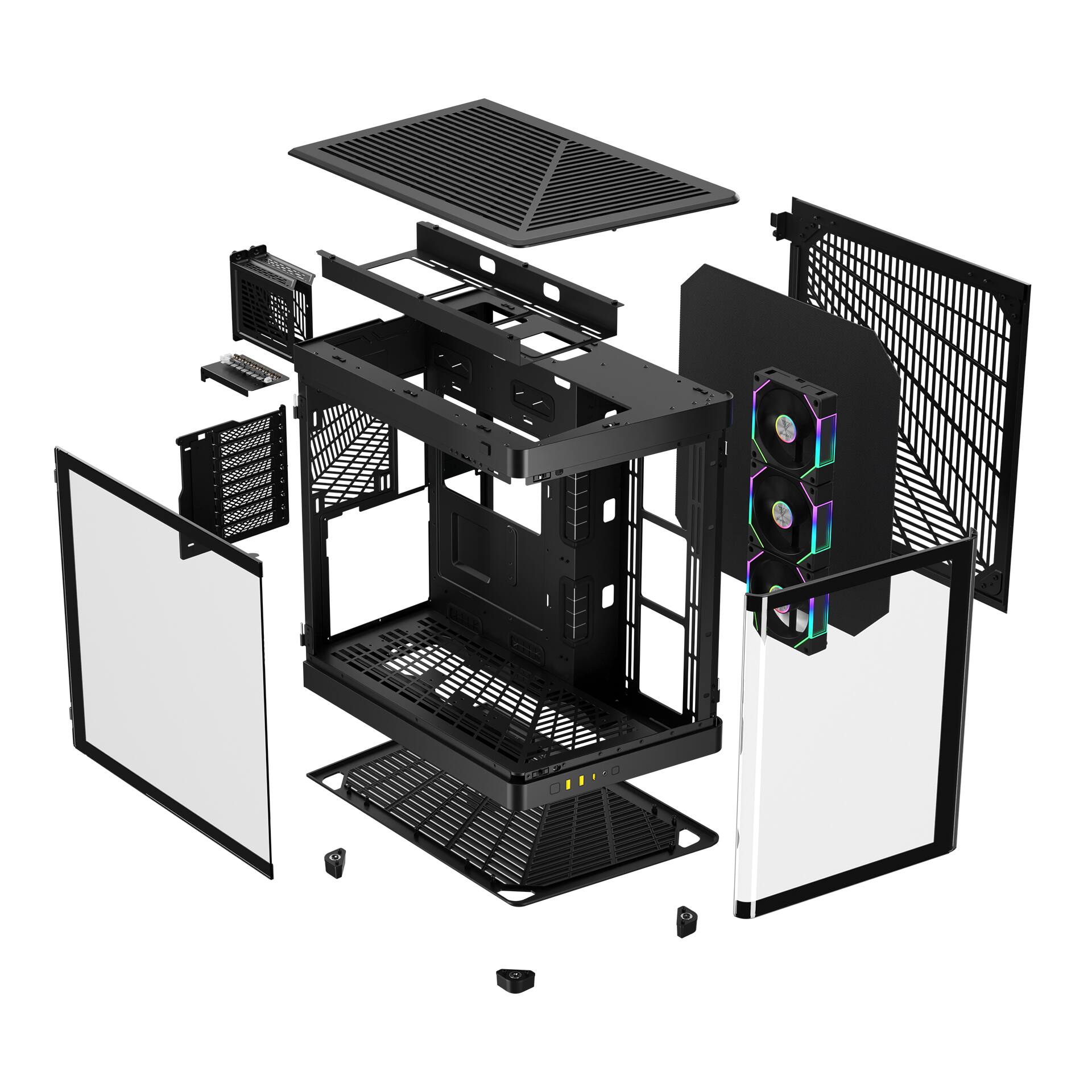 Alt View 7. GAMDIAS - NESO P1 PRO black ATX pc case a high-end full-tower with a unique trapezoidal design, fits GPU 426mm - Black.