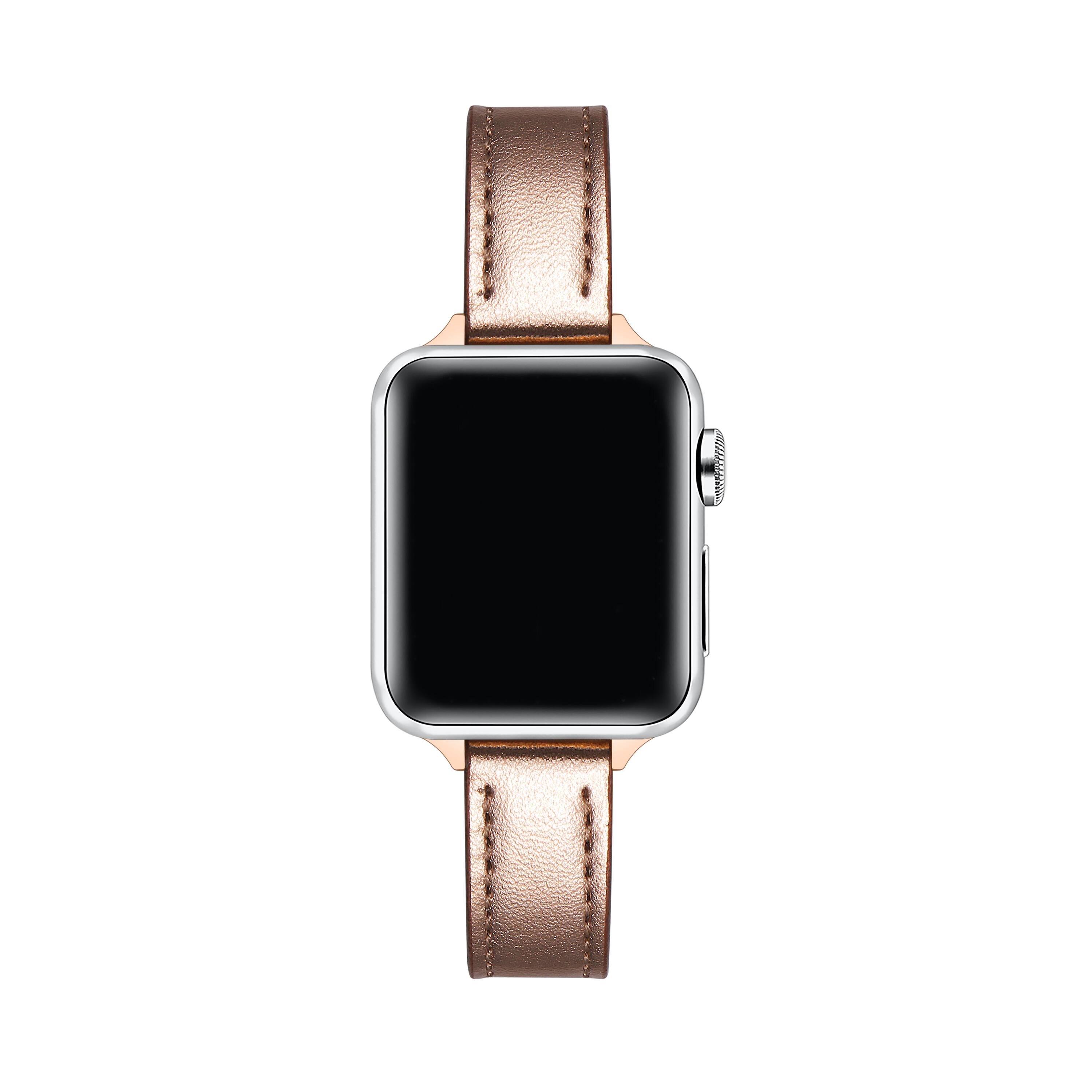 Back. Posh Tech - Carmen Skinny Leather Band for Apple Watch - Rose Gold.