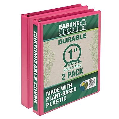 EARTH'S CHOICE  
DURABLE  
1" ROUND RING  
200 Sheets  
2 PACK  

CUSTOMIZABLE COVER  

MADE WITH PLANT-BASED PLASTIC