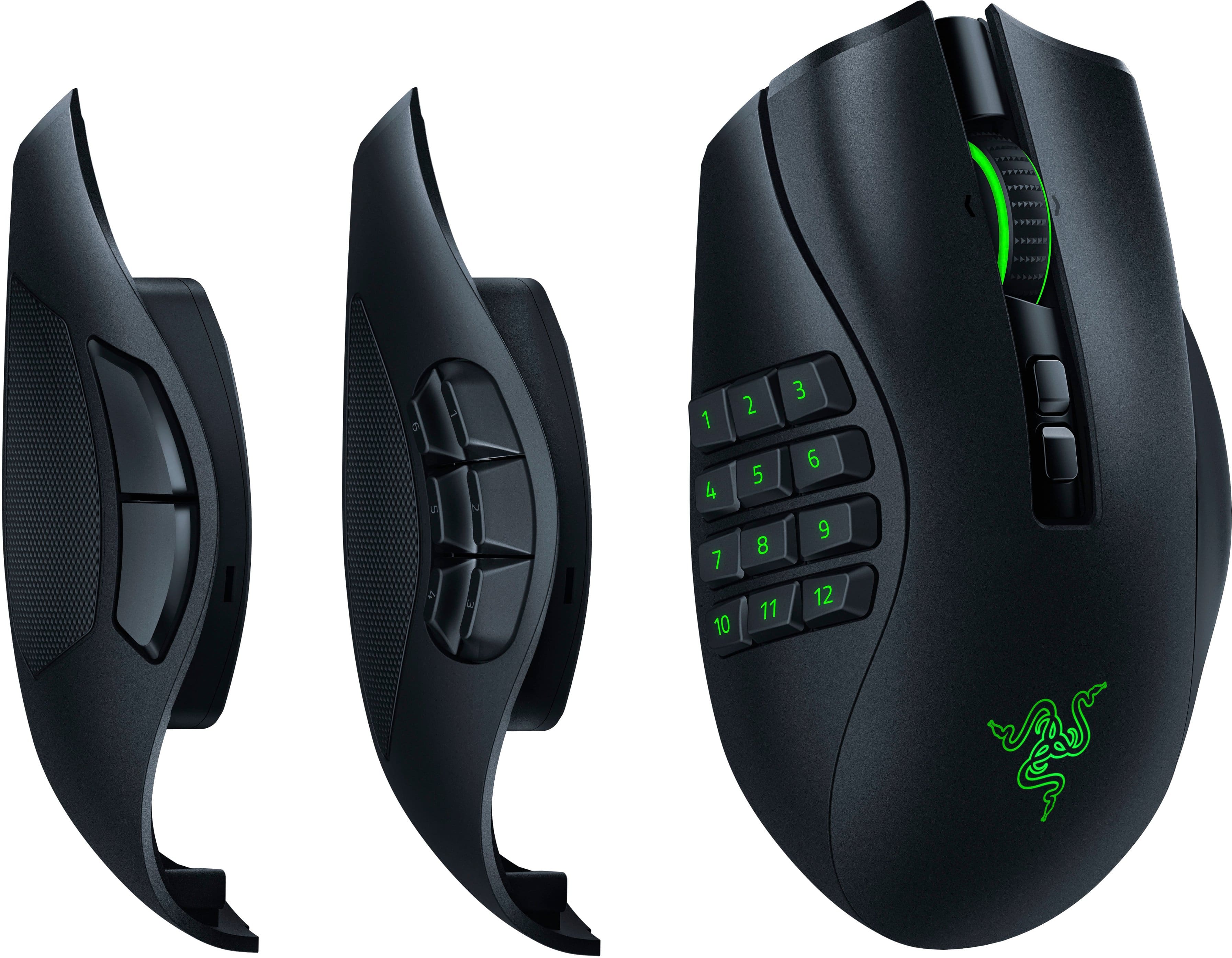 Best Buy: Razer Naga Pro Wireless Optical with Interchangeable Side Plates  in 2, 6, 12 Button Configurations Gaming Mouse Black RZ01-03420100-R3U1