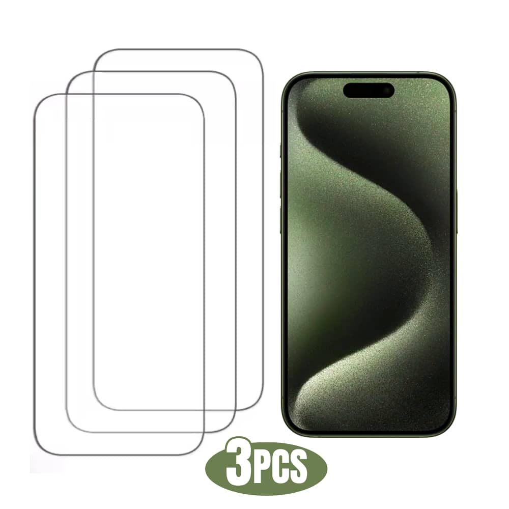 Qixxronics - 3-Pack Shatterproof Tempered Glass Screen Protector for iPhone 15 Pro 6.1” Case-Friendly Glass Film Protector Cover - Clear