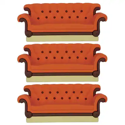 Front. Monogram - Friends Couch 3D Foam Magnet | Lot of 3 - Orange.