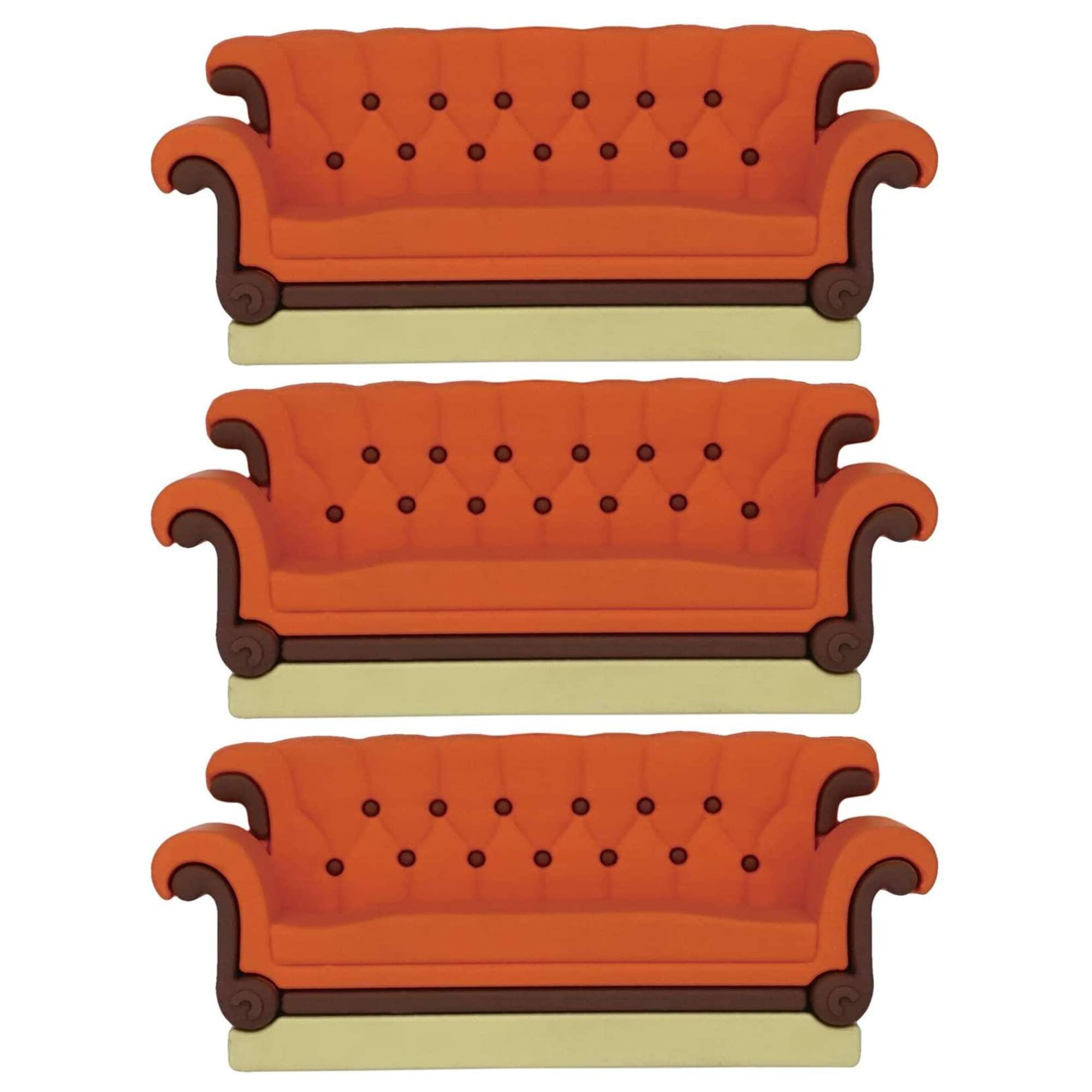 Front. Monogram - Friends Couch 3D Foam Magnet | Lot of 3 - Orange.