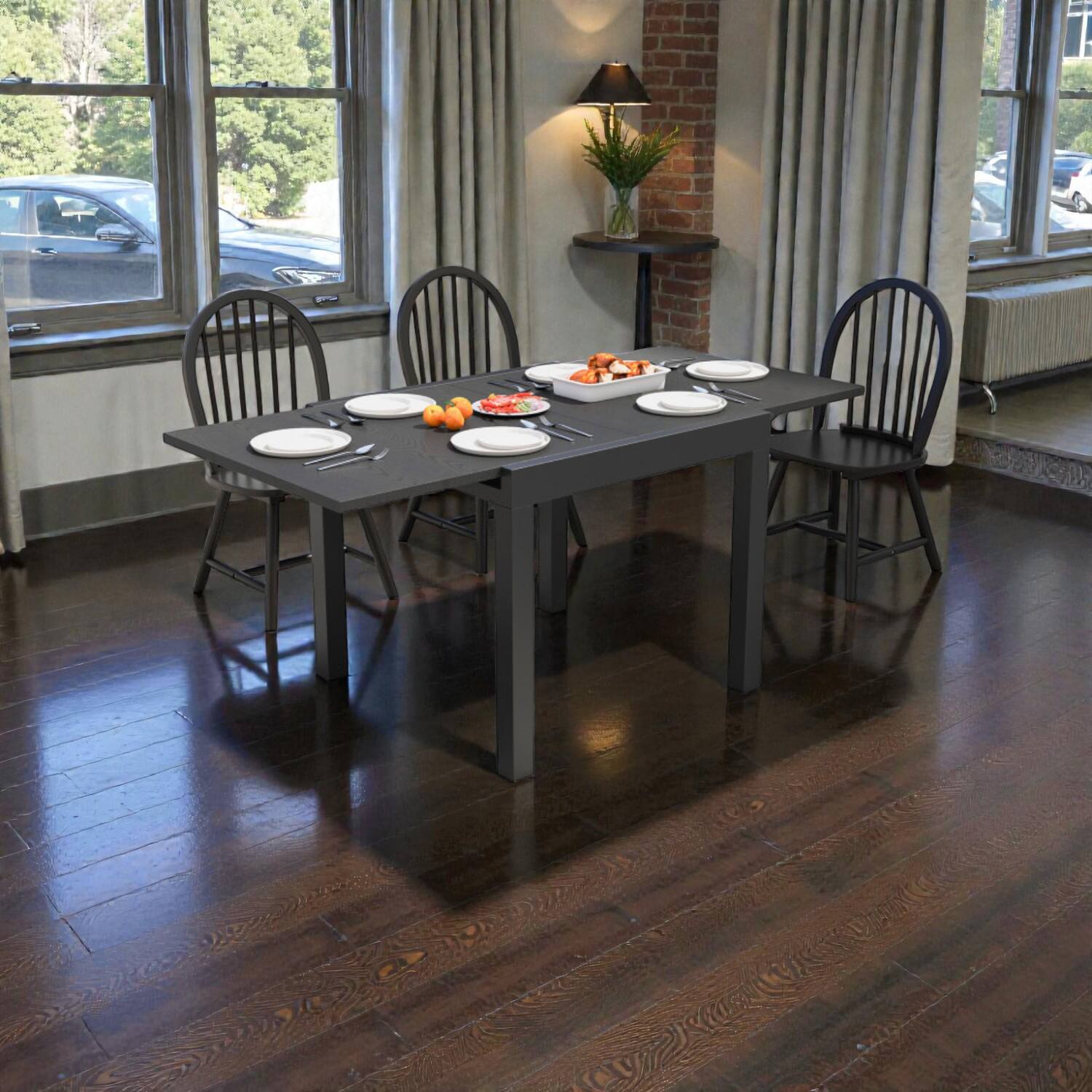 Front. Hivvago - Versatile Patio Table Expanding Between 31.5 and 63 Inches - Gray.