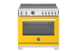 Bertazzoni - 36" Professional Series range - Electric self clean oven - 5 induction zones - Yellow