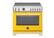 Front. Bertazzoni - 36" Professional Series range - Electric self clean oven - 5 induction zones - Yellow.