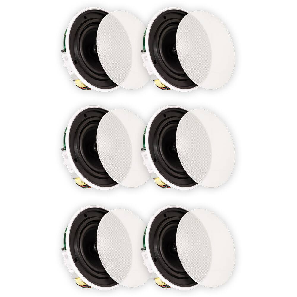 Front. Theater Solutions by Goldwood - TSQ670 in Ceiling 70 Volt 6.5" Speakers Quick Install 3 Pair Pack - Paintable White.