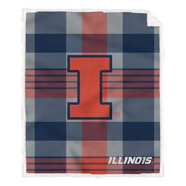 Pegasus - Illinois Fighting Illini 60" x 70" Plaid Steel Royal Plush Sherpa Blanket - Multicolor