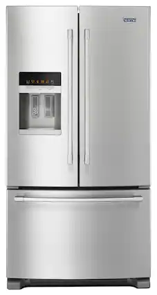 Front. Maytag - 25 Cu. Ft. 36- Inch Wide French Door Refrigerator with PowerCold Feature - Fingerprint Resistant Stainless Steel.
