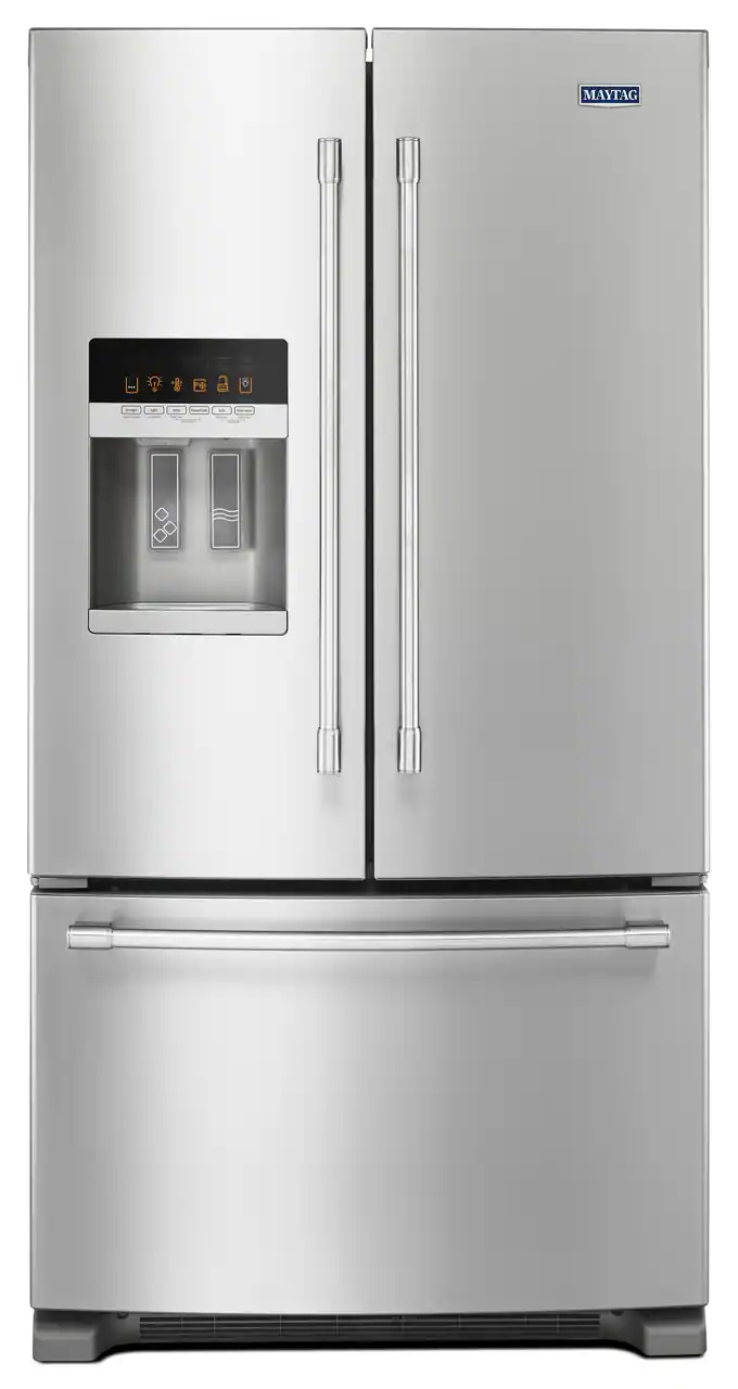 Front. Maytag - 25 Cu. Ft. 36- Inch Wide French Door Refrigerator with PowerCold Feature - Fingerprint Resistant Stainless Steel.