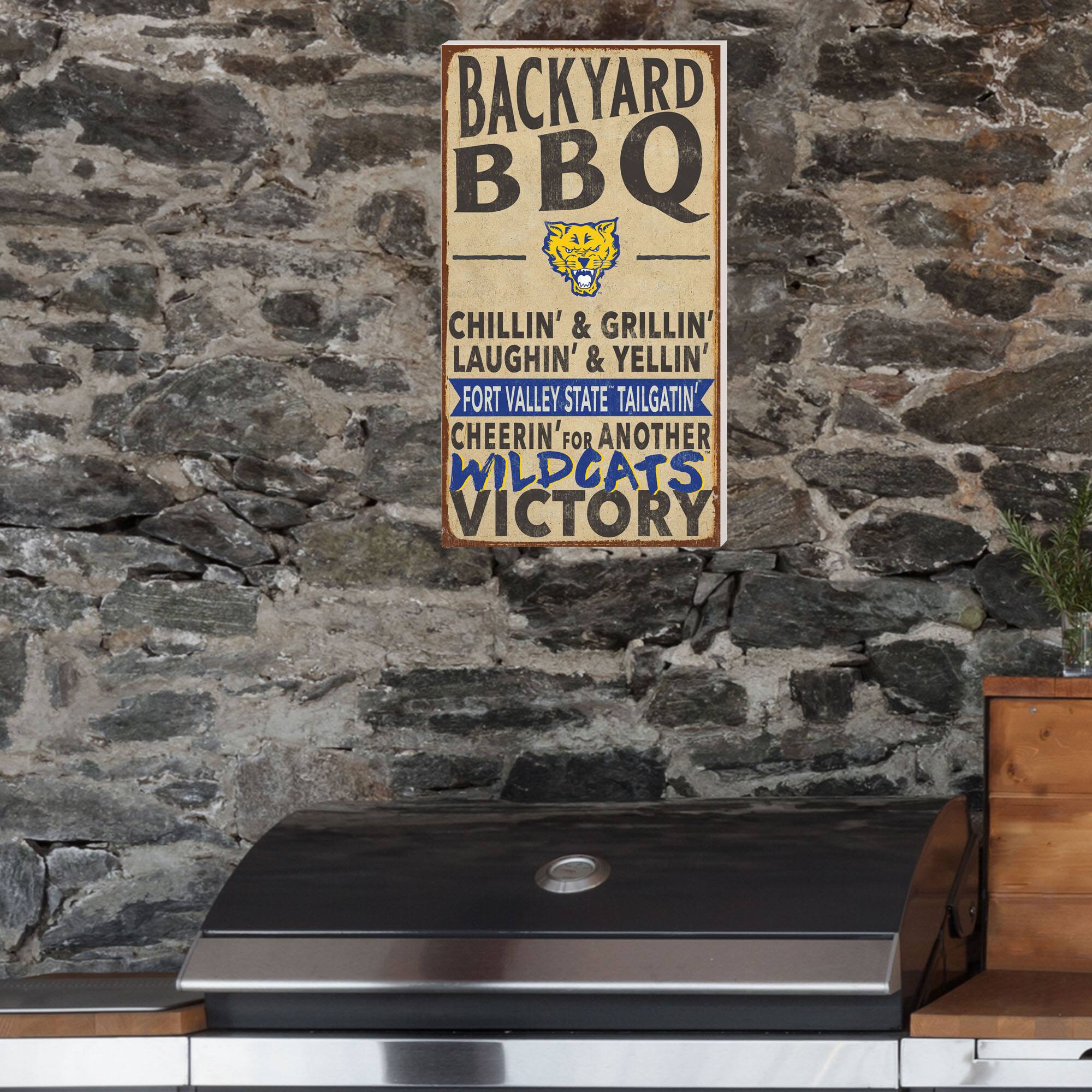 BACKYARD BBQ

CHILLIN' & GRILLIN'  
LAUGHIN' & YELLIN'  
FORT VALLEY STATE TAILGATIN'  
CHEERIN' FOR ANOTHER  
WILDCATS VICTORY