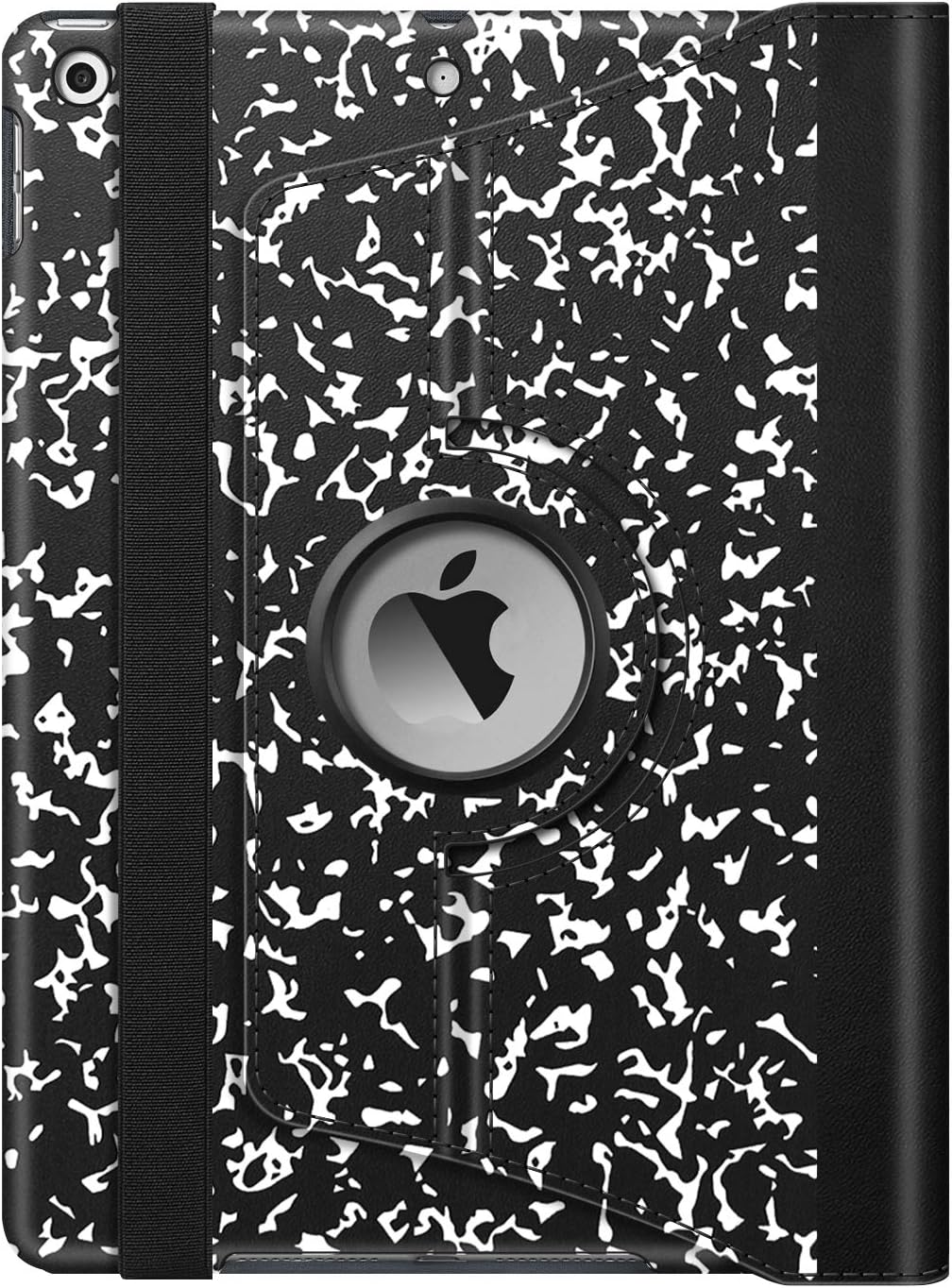 Alt View 5. Fintie - 360° Rotating Case for iPad 9th / 8th / 7th Generation 10.2 Inch | Shockproof Cover with Pencil Holder Auto Wake/Sleep - Black Composition Book.