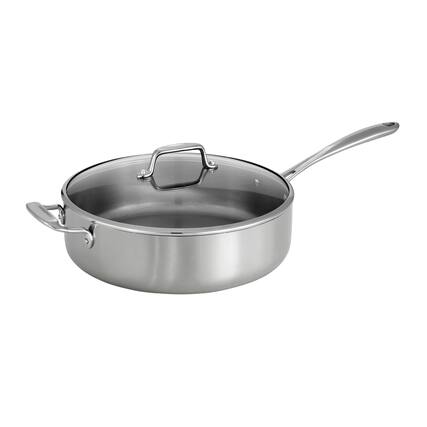 Angle. Tramontina - 6Qt Round Saute Pan - Silver.
