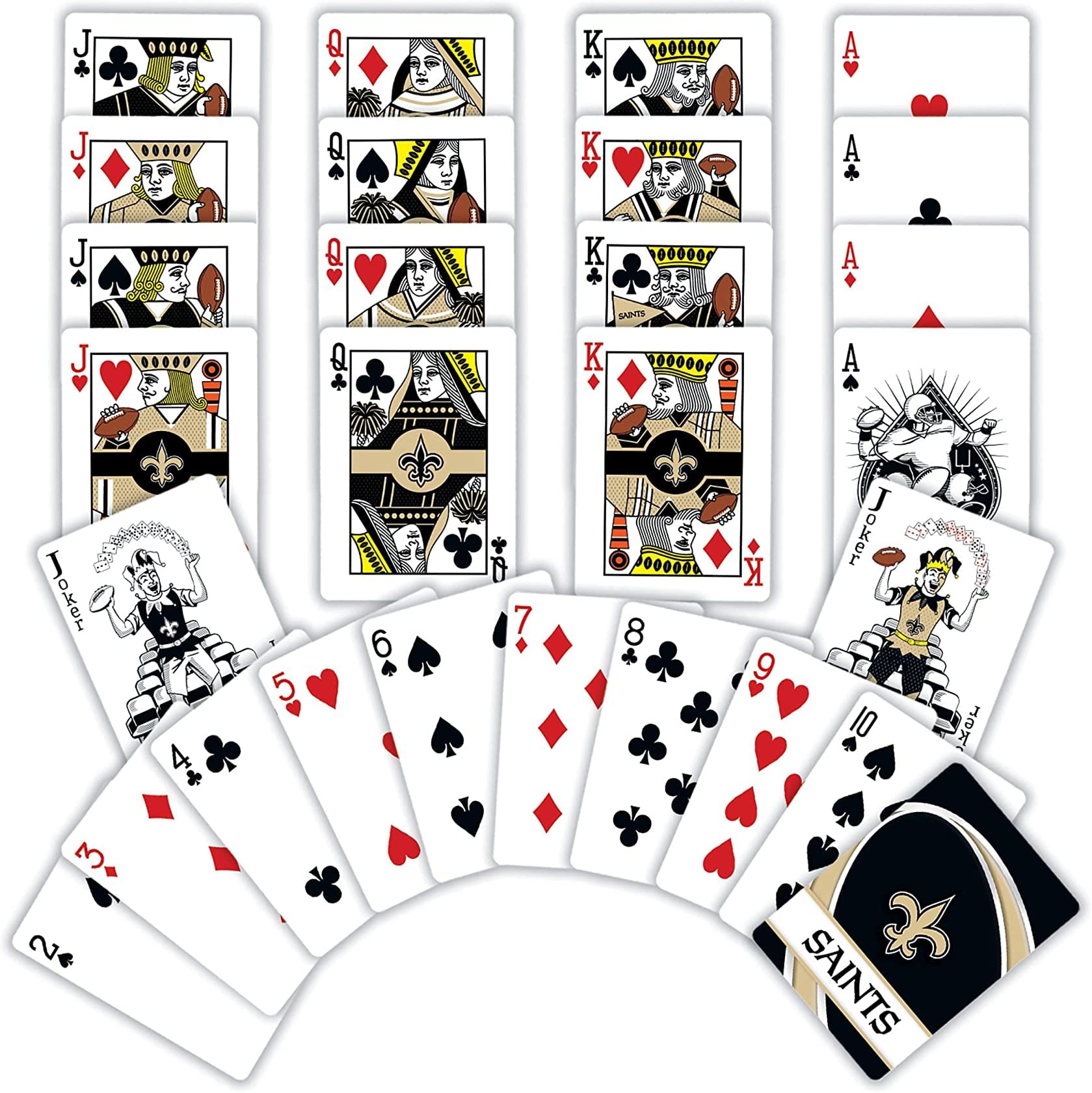 Sure, here is the corrected and grouped text from the image:

- J (Jack of Clubs)
- Q (Queen of Diamonds)
- K (King of Hearts)
- A (Ace of Hearts)
- J (Jack of Diamonds)
- Q (Queen of Spades)
- K (King of Spades)
- A (Ace of Spades)
- J (Jack of Hearts)
- Q (Queen of Clubs)
- K (King of Diamonds)
- A (Ace of Diamonds)
- J (Jack of Spades)
- 4 (Four of Hearts)
- 5 (Five of Hearts)
- 6 (Six of Clubs)
- 7 (Seven of Diamonds)
- 8 (Eight of Clubs)
- 9 (Nine of Hearts)
- 10 (Ten of Clubs)
- Joker
- 2 (Two of Spades)
- 3 (Three of Clubs)
- 4 (Four of Spades)
- 5 (Five of Spades)
- 6 (Six of Hearts)
- 7 (Seven of Clubs)
- 8 (Eight of Hearts)
- 9 (Nine of Spades)
- 10 (Ten of Diamonds)
- Joker
- 4 (Four of Diamonds)
