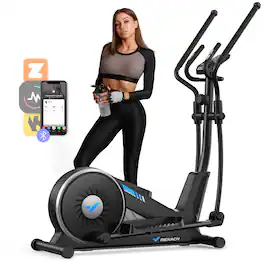 MERACH - E09 Elliptical Trainer Exercise Machine 16 Adjustable Workout Levels Silent Magnetic Resistance Fitness Equipment - Black