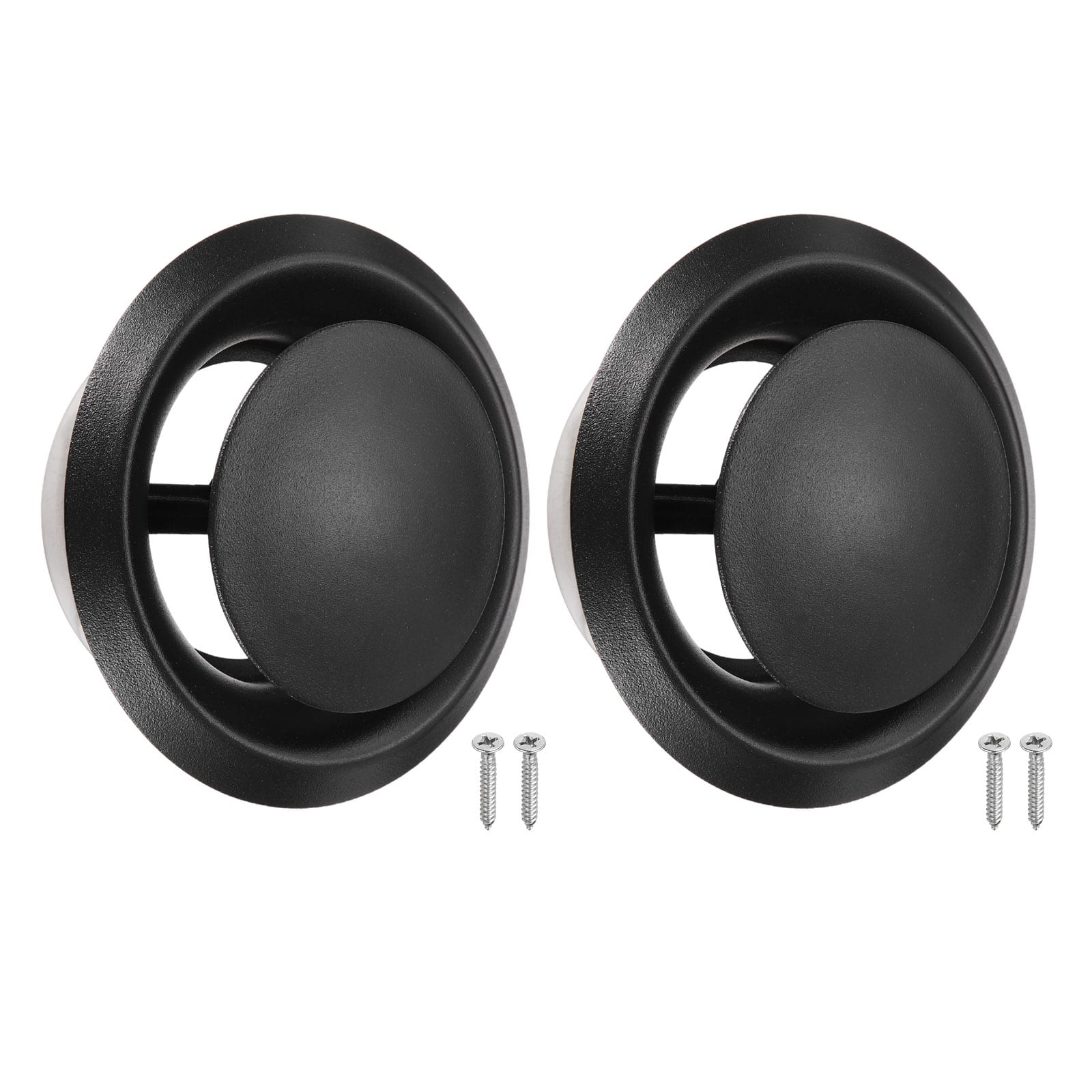 Unique Bargains - 2Set 4" Round Ceiling Diffuser, 304 Stainless Steel Adjustable Wall Air Vent Diffuser Duct Cover Exhaust Supply - Black