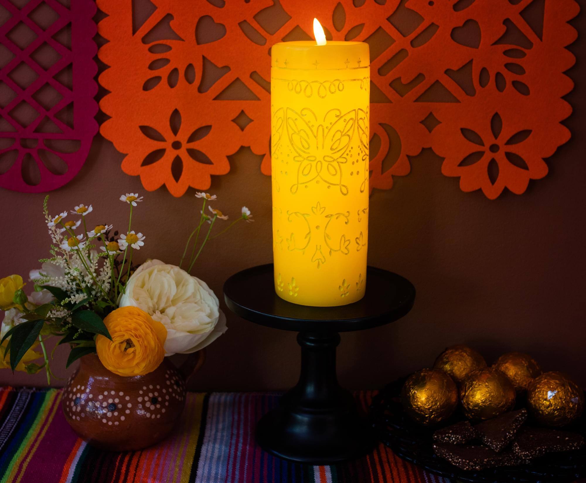 Alt View 2. Ukonic - Disney Encanto Alma's Miracle LED Flameless Candle Replica | 8 Inches Tall - Yellow.