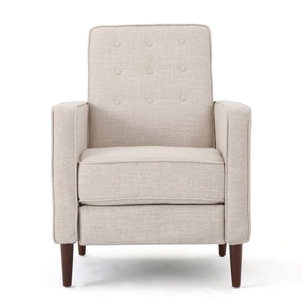 Angle. Loheer - Loheer Fabric Recliner Chair, Mid-Century Pushback Tufted Sofa with Wooden Legs for Living Room - Gray.
