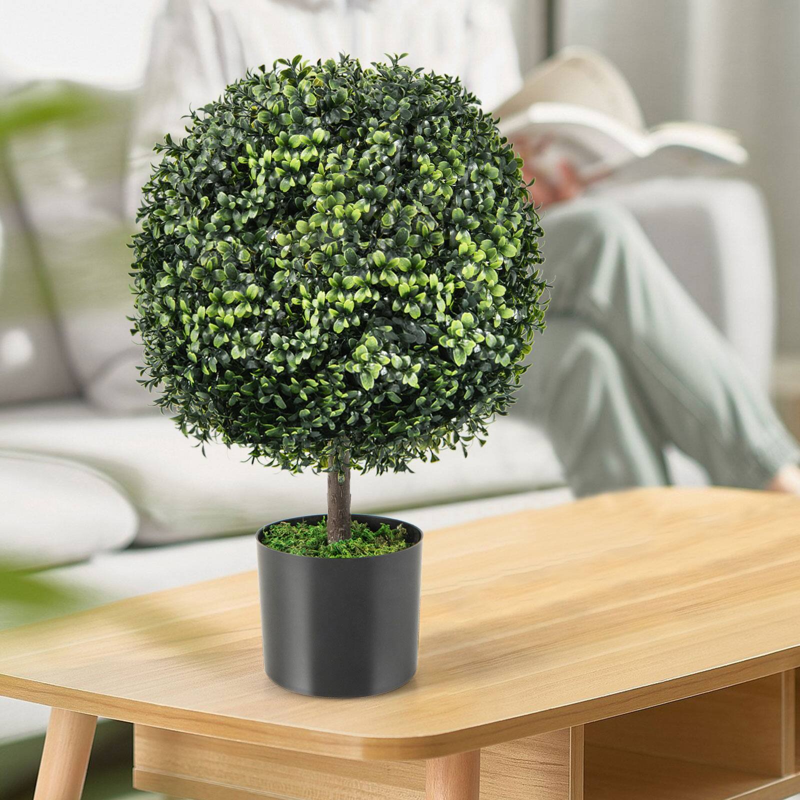 Alt View 3. Costway - Costway 2PC 22" Artificial Boxwood Topiary Ball Tree Office Garden Patio Desk Decoration - Green.