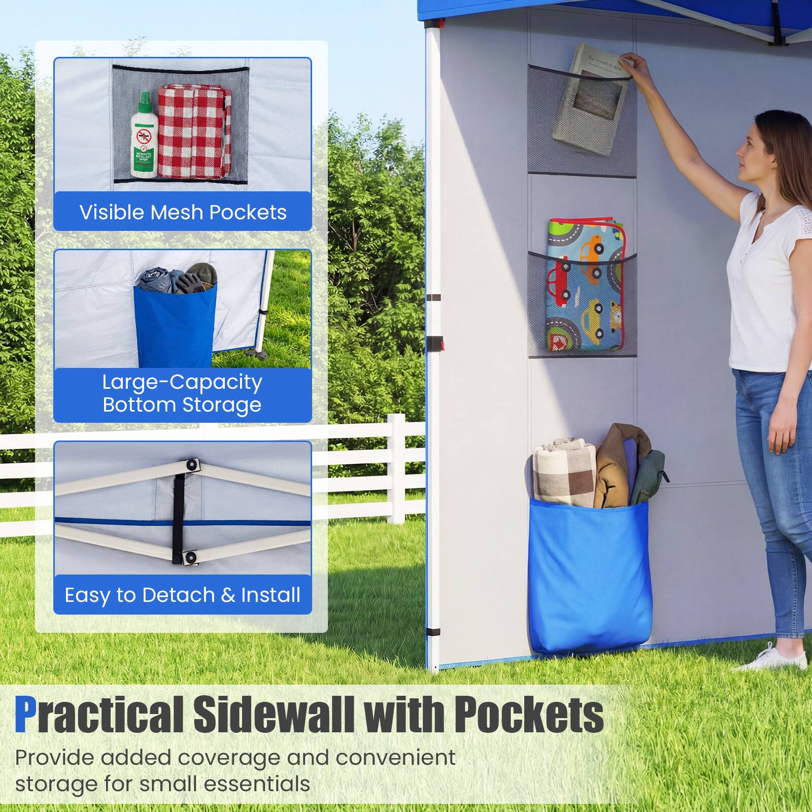 - Visible Mesh Pockets
- Large-Capacity Bottom Storage
- Easy to Detach & Install
- Practical Sidewall with Pockets
- Provide added coverage and convenient storage for small essentials