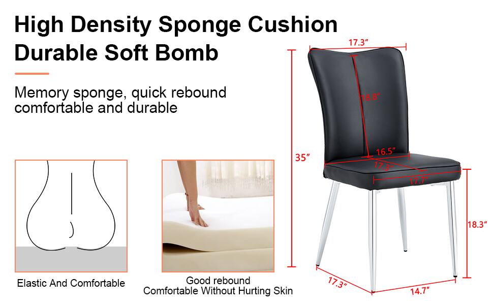High Density Sponge Cushion  
Durable Soft Bomb  

Memory sponge, quick rebound comfortable and durable  

Elastic And Comfortable  
Good rebound Comfortable Without Hurting Skin  

Dimensions:  
- 17.3"  
- 18.8"  
- 16.5"  
- 17.3"  
- 17.7"  
- 18.3"  
- 35"  
- 14.7"