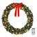 Front. Winado - 48in Christmas Wreath Pre-Lit Artificial with LED Lights, Bows, Ornaments for Indoor Outdoor Holiday Party Decorations - Green.