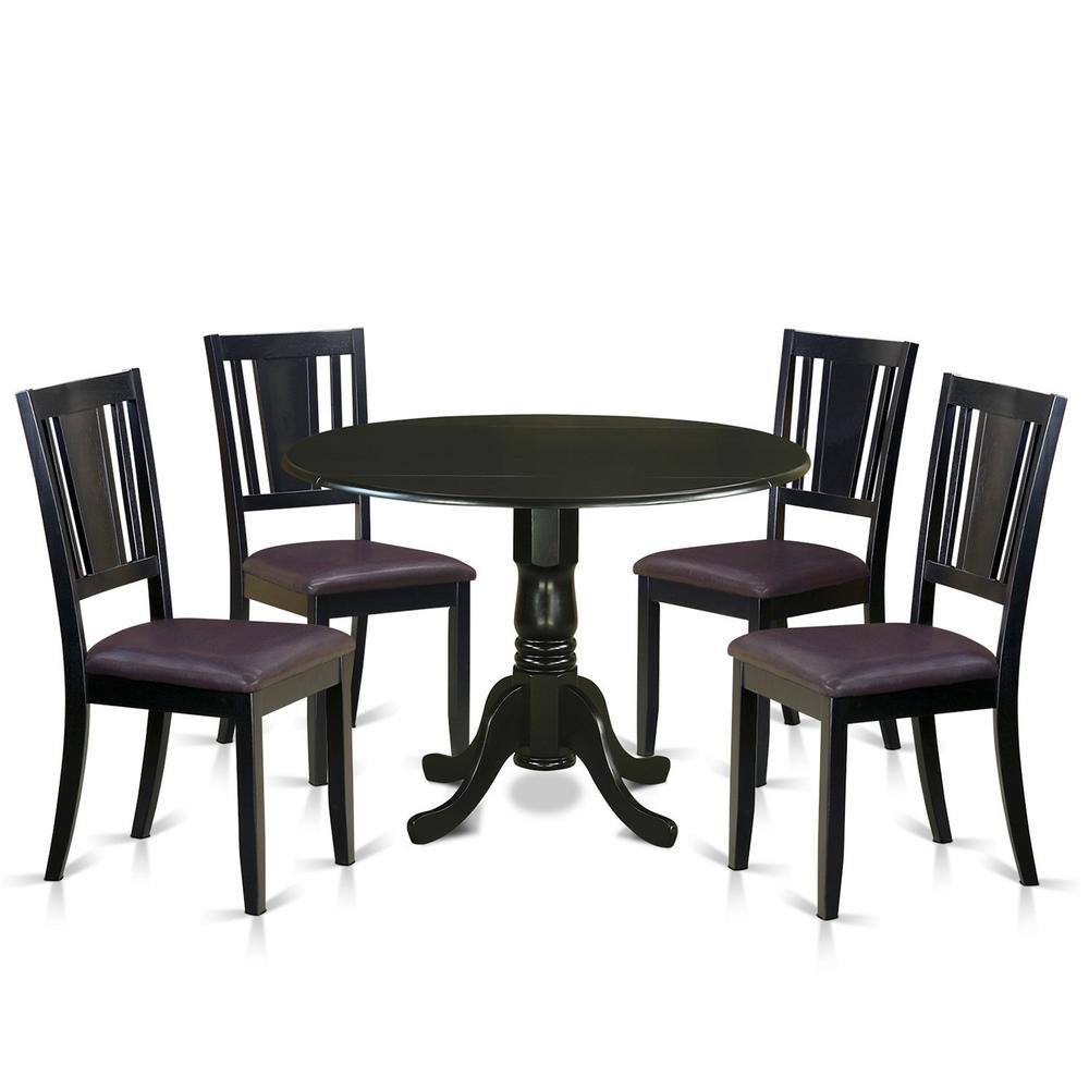 Back. East West Furniture - 5 Pc dinette set - Dining Table and 4 Dining Chairs - Black.