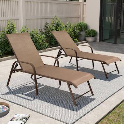 Angle. Crestlive Products - Crestlive Products Set of 2 Stackable Aluminum Frame Adjustbale Chaise Lounge Chair - Brown.