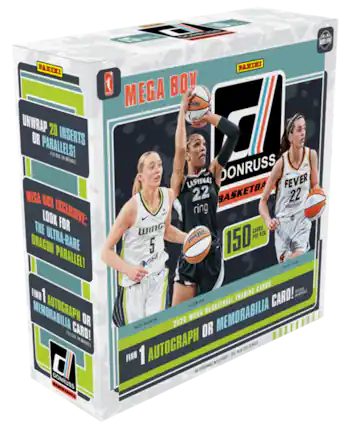 PANINI MEGA BOX: UNWRAP 20 INSERTS OR PARALLELS!
2022 WNBA BASKETBALL
LAS VEGAS MEGA BOX
22 ring
FEVER
150 CARDS PER BOX
MEGA BOX EXCLUSIVE: LOOK FOR THE ULTRA-RARE DRAGON PARALLEL!
FIND 1 AUTOGRAPH OR MEMORABILIA CARD!
NO PURCHASE NECESSARY. SEE PACK FOR DETAILS.
