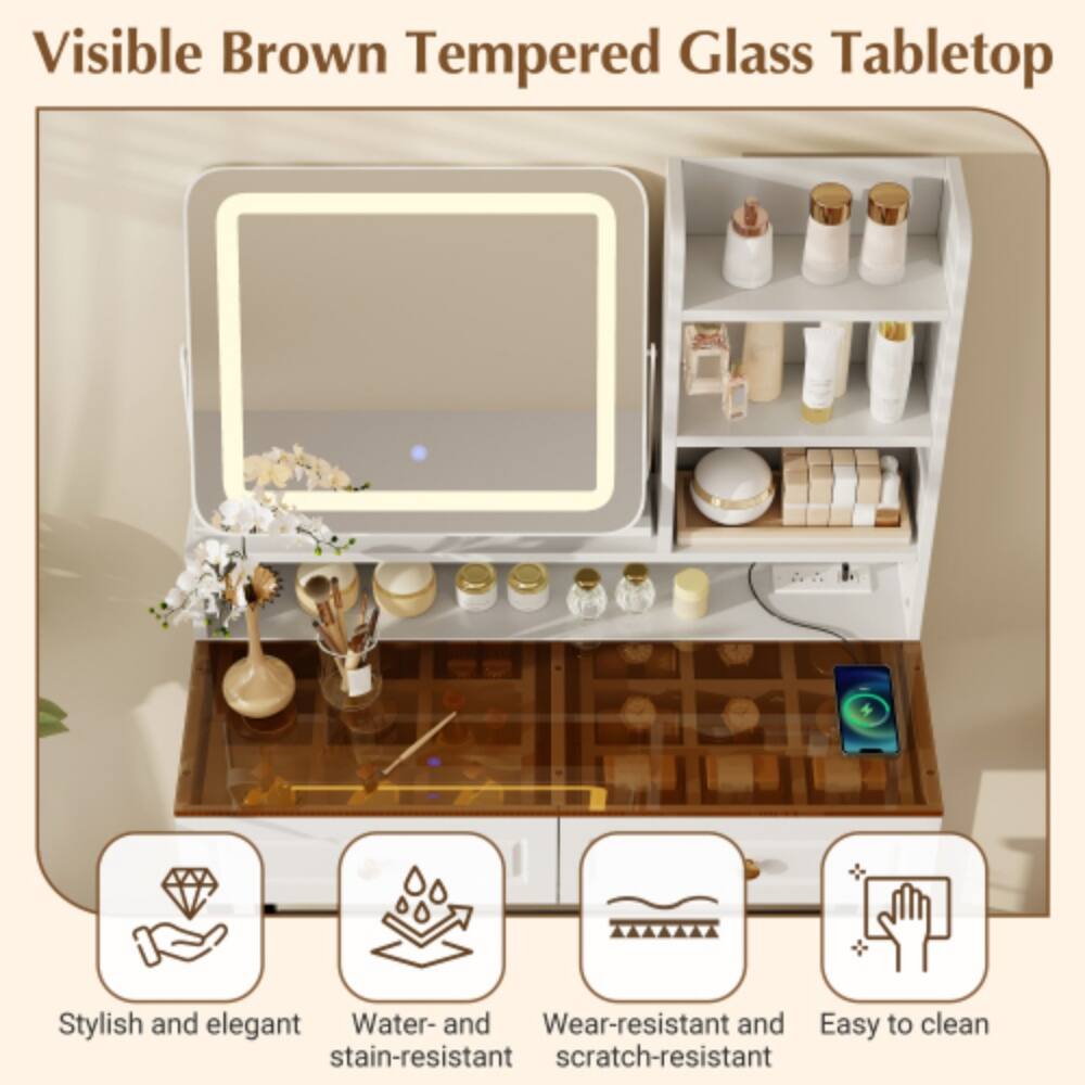 Visible Brown Tempered Glass Tabletop

Stylish and elegant
Water- and stain-resistant
Wear-resistant and scratch-resistant
Easy to clean