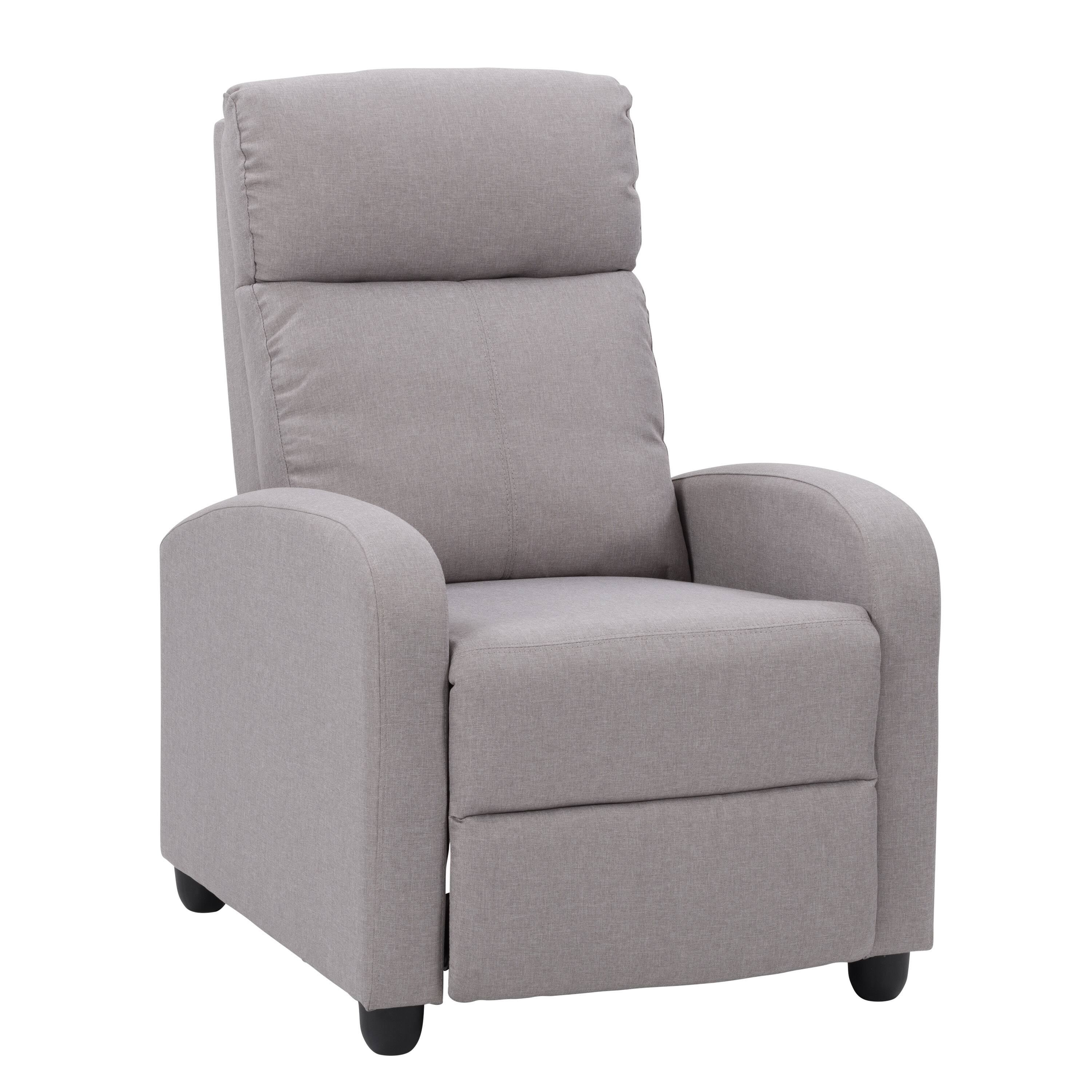 Angle. CorLiving - Oren Fabric Recliner - Light Grey.