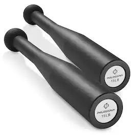 Philosophy Gym - Indian Clubs Pair - Weighted Steel Exercise Club Bells - Black