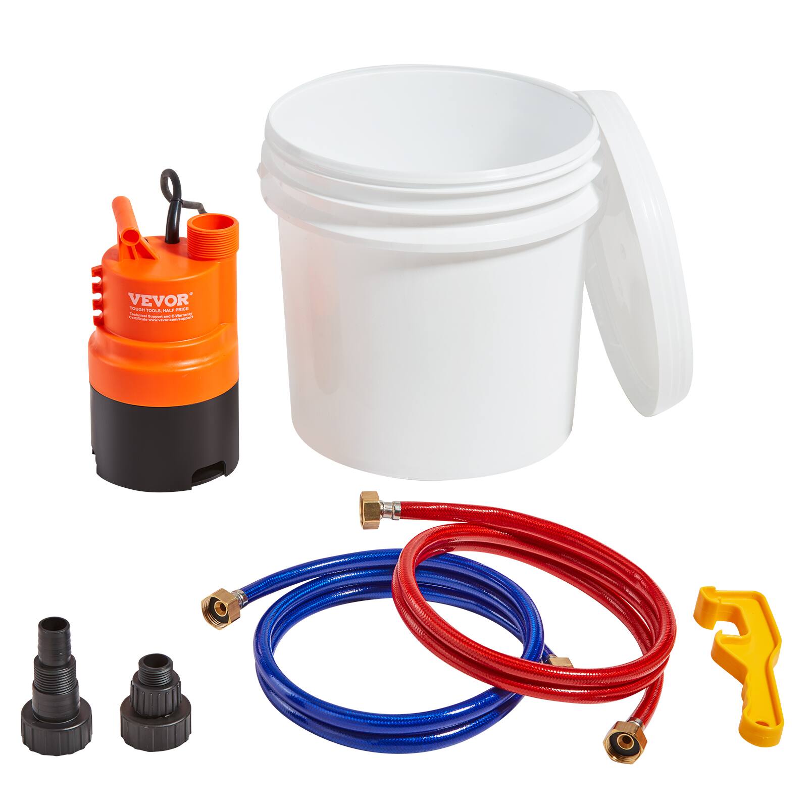 Alt View 5. VEVOR - Tankless Water Heater Flushing Kit, Includes Efficient Pump & 3.7 Gallon Pail & 2 Hoses, Wrench and Adapter - Orange.
