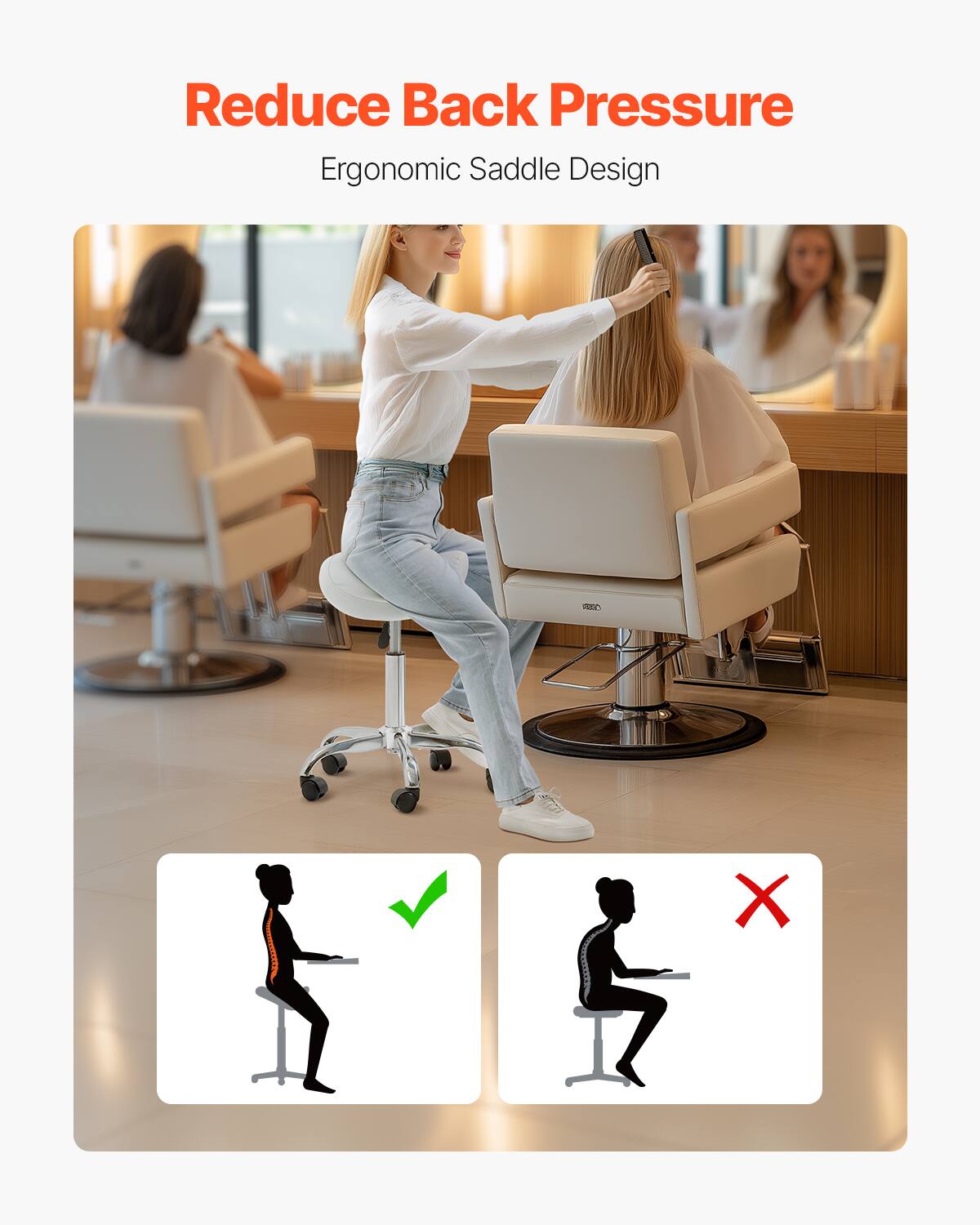 Reduce Back Pressure Ergonomic Saddle Design