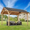 Front. U-HOMY - Hardtop Asphalt Roof Spruce Wood Gazebo, Weather-Resistant Outdoor Pavilion - 12'x15'.