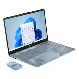 15.6" HD AI Laptop with Copilot Intel N100 4GB RAM 128GB HP Wireless Mouse+1 Year Microsoft 365 - Spring Iridescence