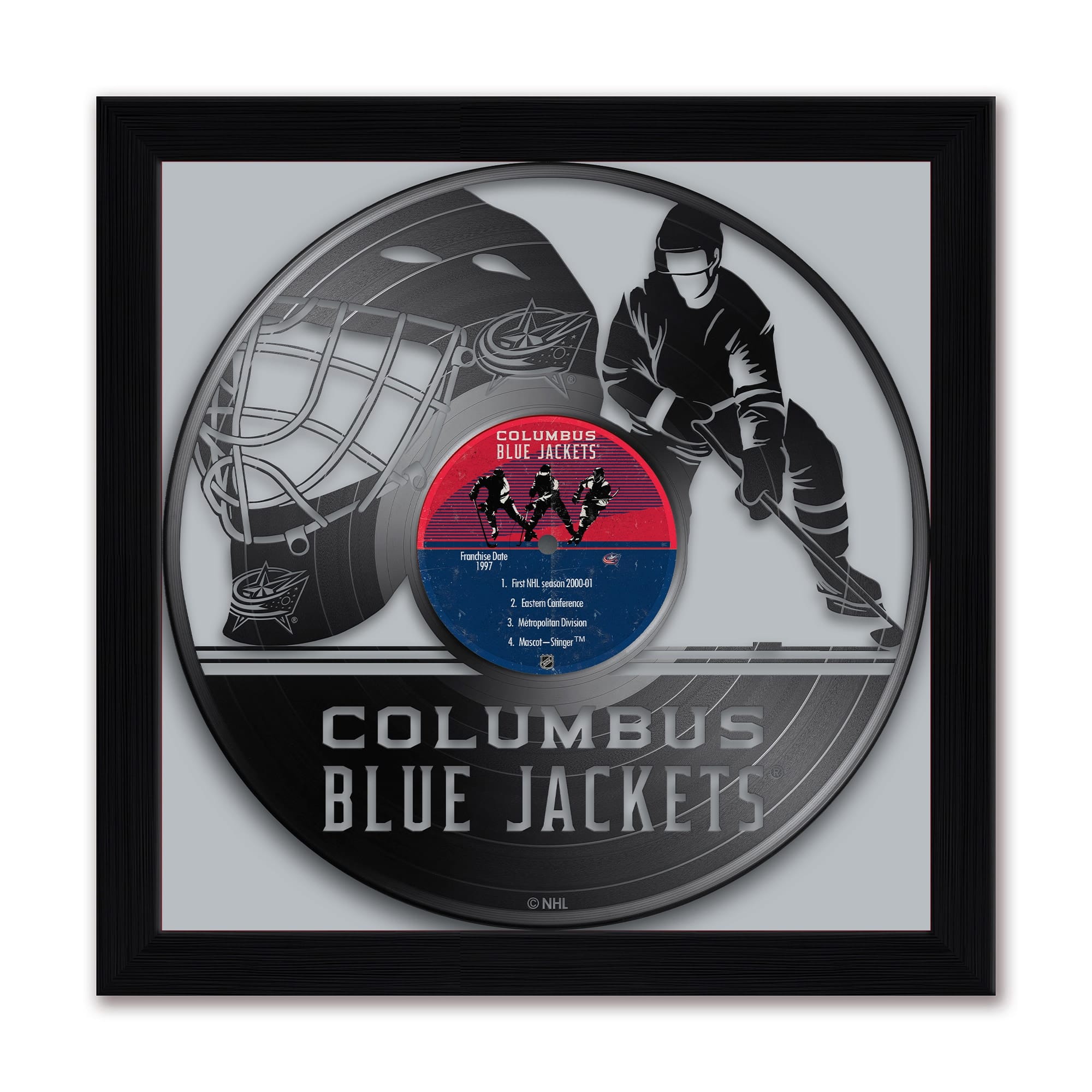 Sporticulture - Columbus Jackets 13" x 13" Framed Vinyl Record Art Print - Blue