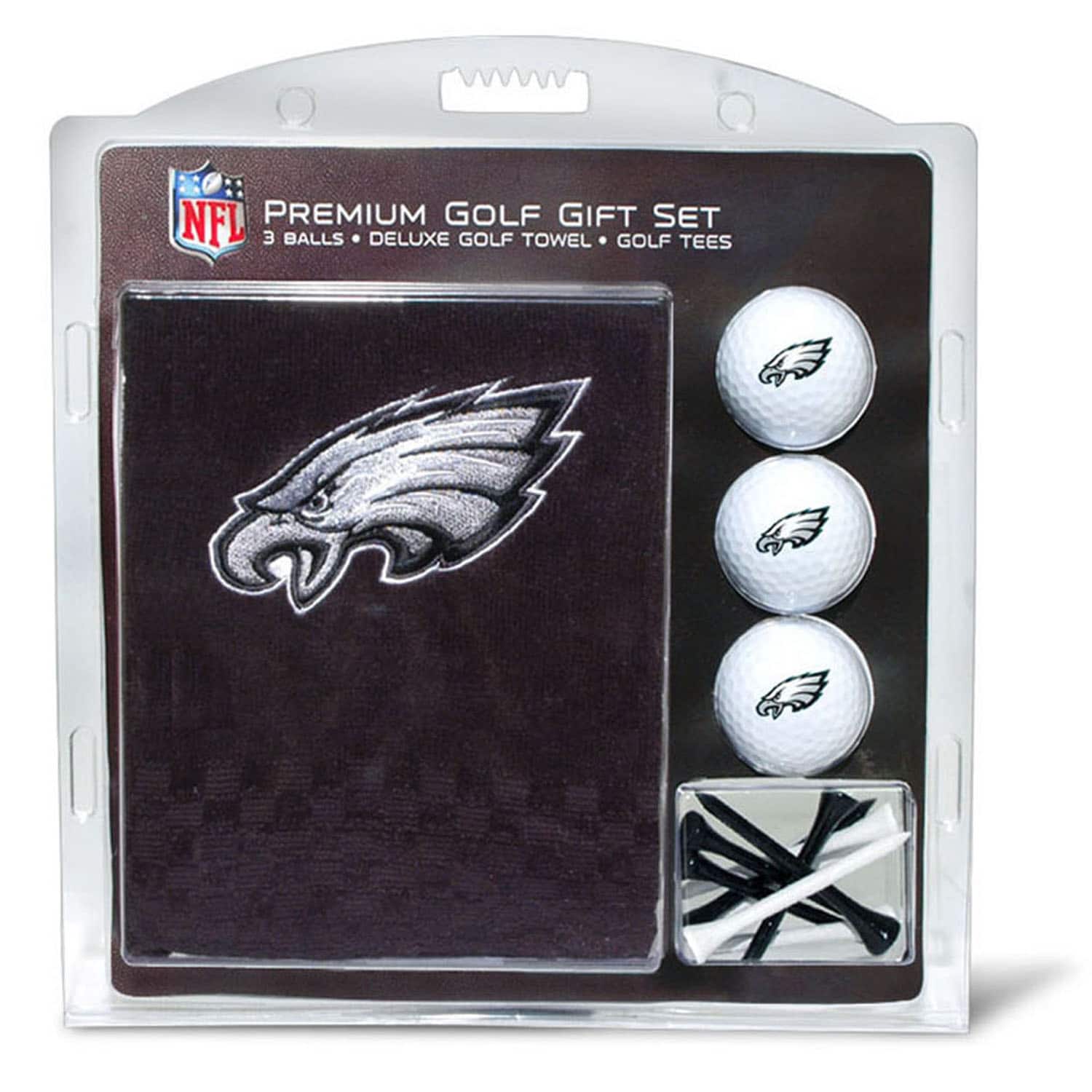 NFL PREMIUM GOLF GIFT SET  
3 BALLS • DELUXE GOLF TOWEL • GOLF TEES