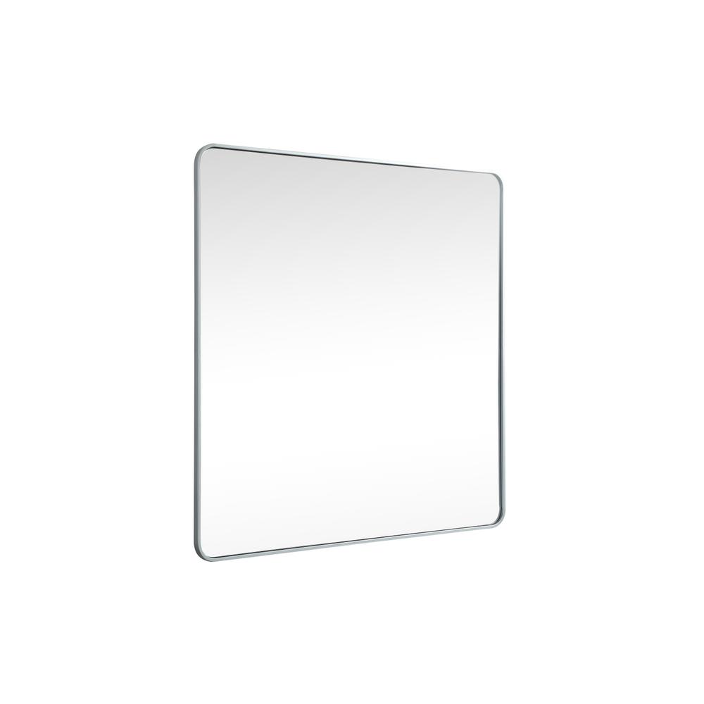 Left. Elegant Decor - Soft corner metal square mirror 48x48 inch in Silver - Silver.