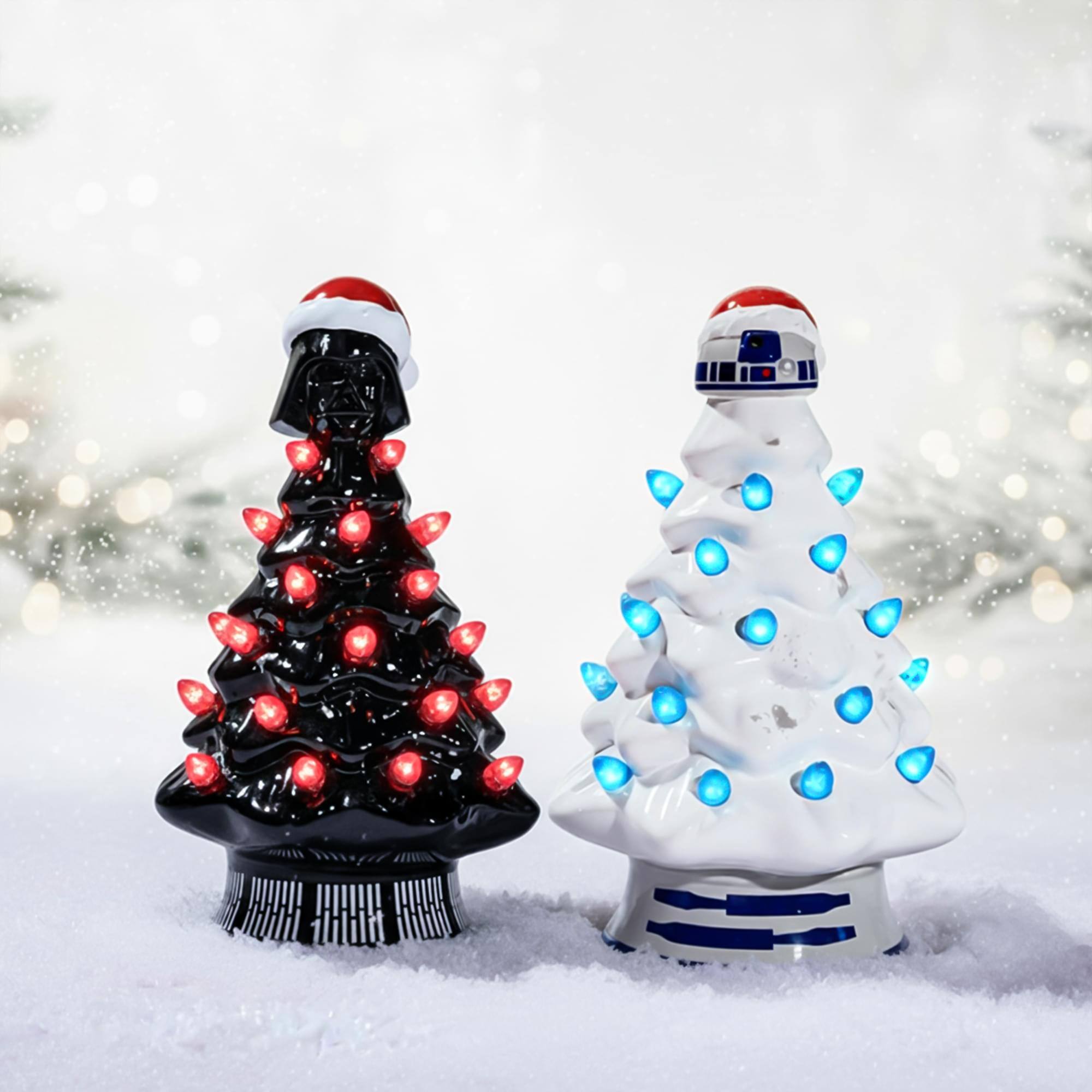 Alt View 4. Ukonic - Star Wars Light-Up Ceramic Christmas Tree Set Of 2 - Black, White.