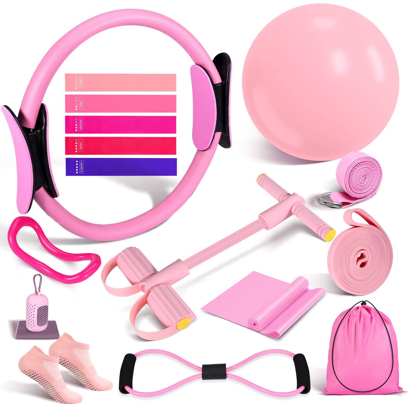 PARKER SLATER - Pilates Kit Women Equipment Home Yoga Ball Ring Resistance Bands fitness workout portable exercise For 15 Workouts With - Default