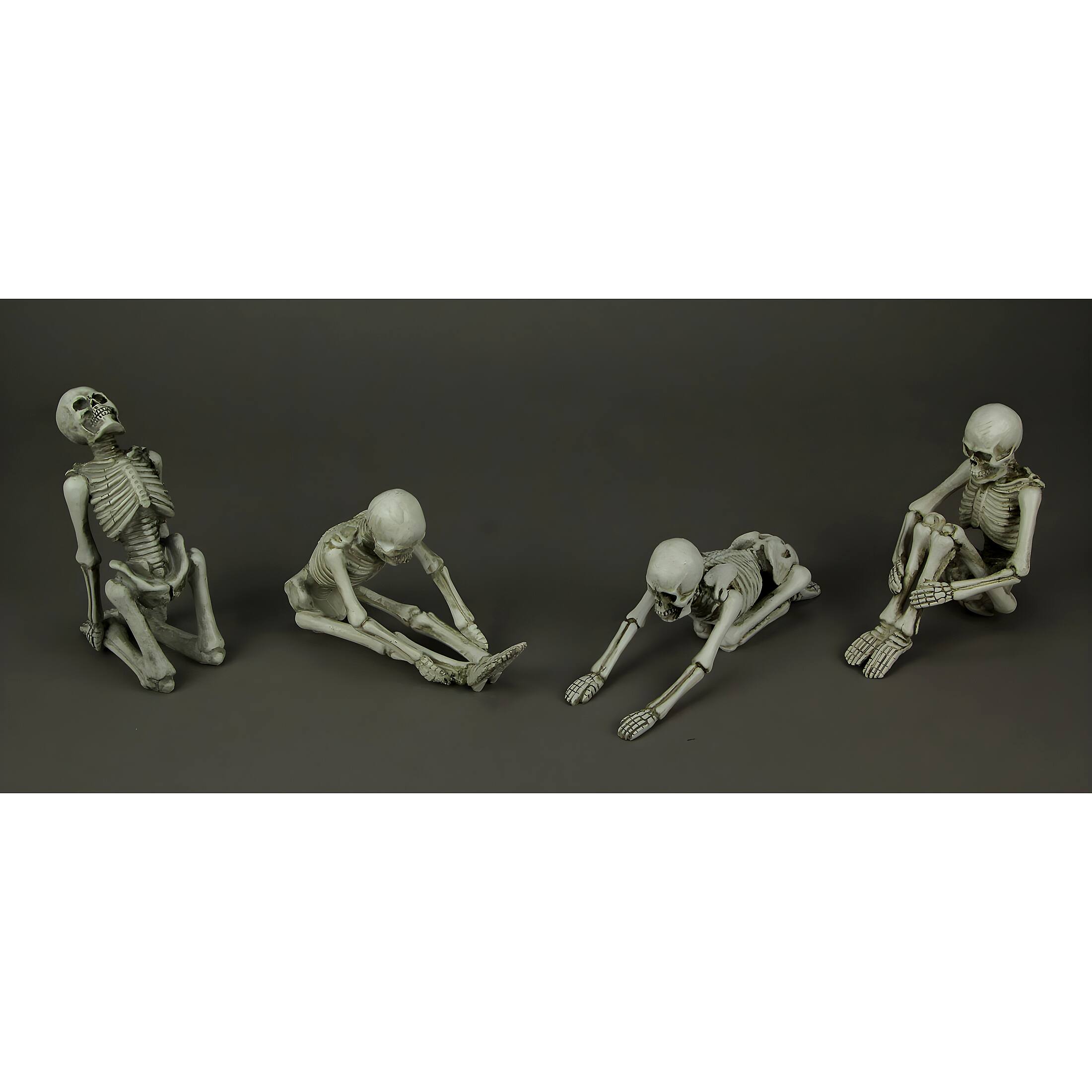 Alt View 1. Transpac - Bone Stretchers Zen Yoga Meditating Skeleton Figurines Set of 4 - Off-white.