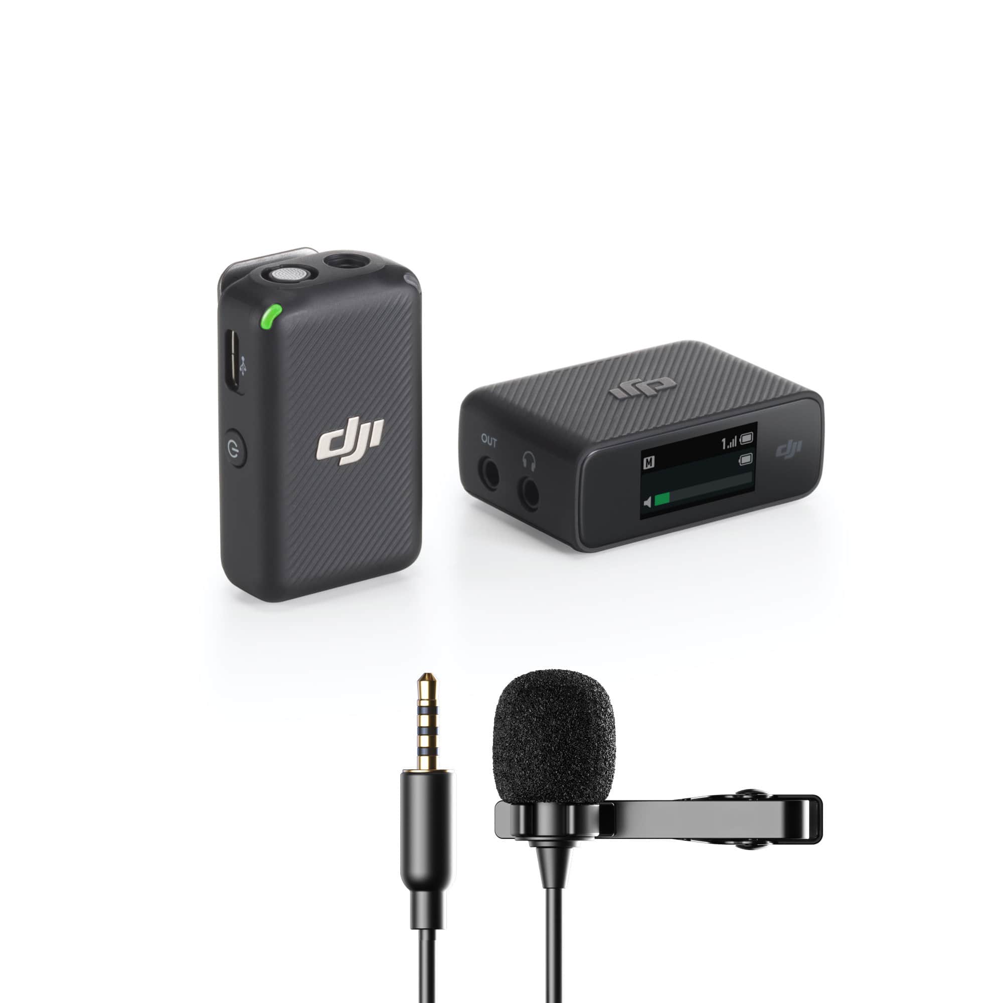 DJI - 1 TX + 1RX Mic Compact Digital Wireless Microphone System Recorder with Lav Mic bundle - DJMIC1TX1RX-KNM